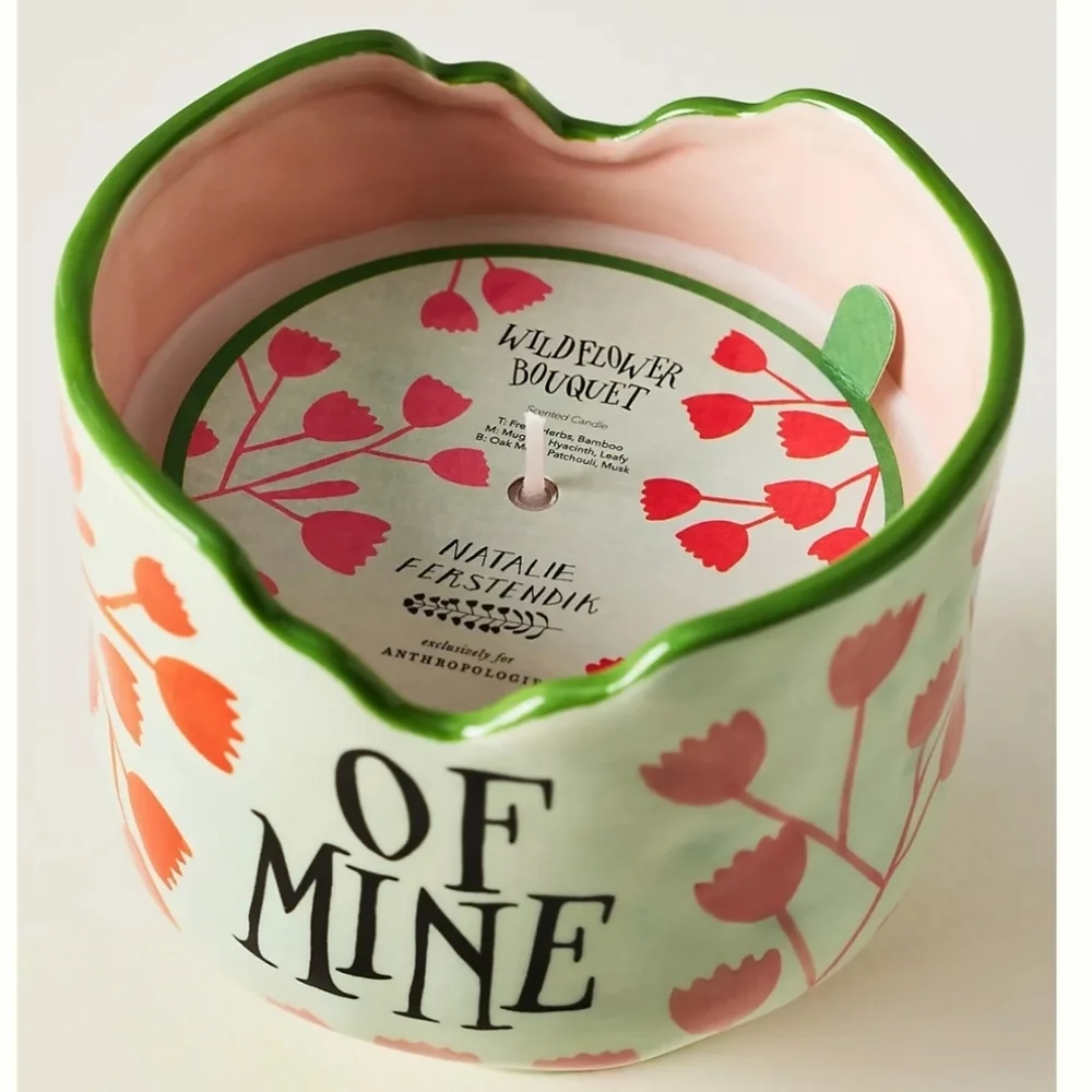 NEW Natalie Ferstendik x Anthropologie Floral Wildflower Bouquet Ceramic Candle